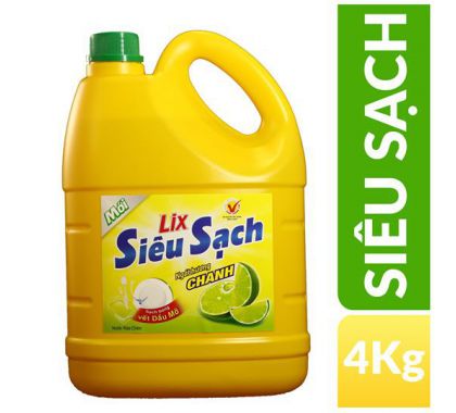 Nước Rửa chén LIX siêu sạch hương chanh can 4kg Thùng 4 can